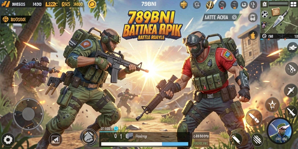 Screenshot menampilkan aksi seru dalam permainan Battle Royale 789BNI.