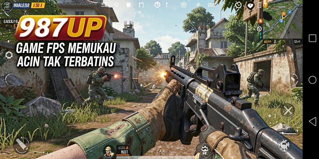 Tangkapan layar dari gameplay intens 987UP yang penuh aksi.