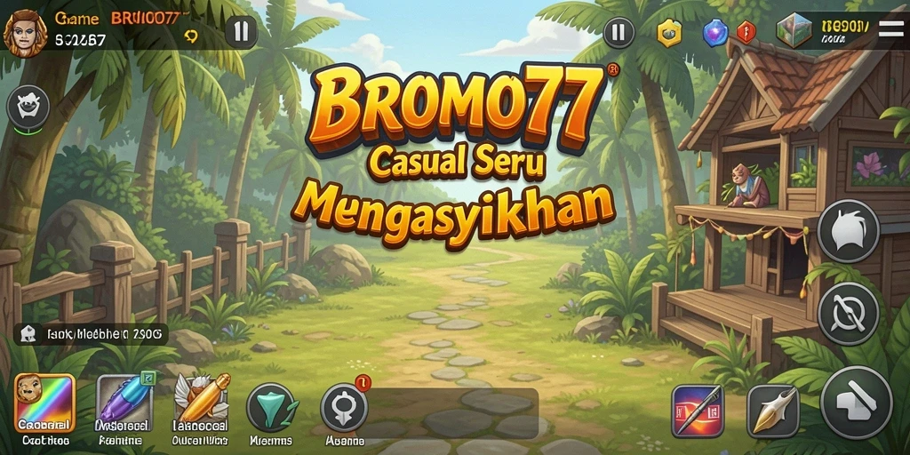 Tampilan gameplay seru dari BROMO77 yang penuh warna.