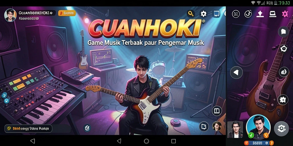 Tampilan gameplay seru di CUANHOKI dengan berbagai jenis musik.