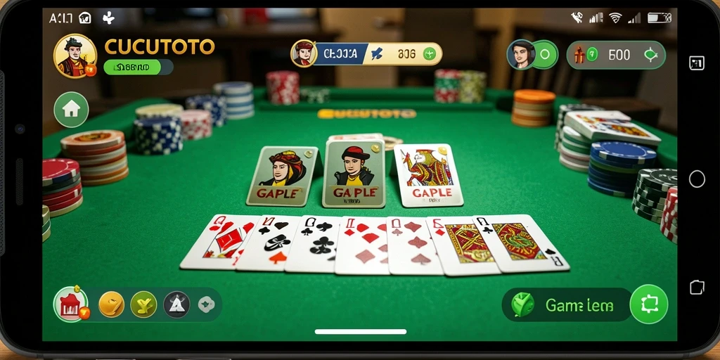 Tampilan gameplay seru CUCUTOTO dalam bermain Gaple.