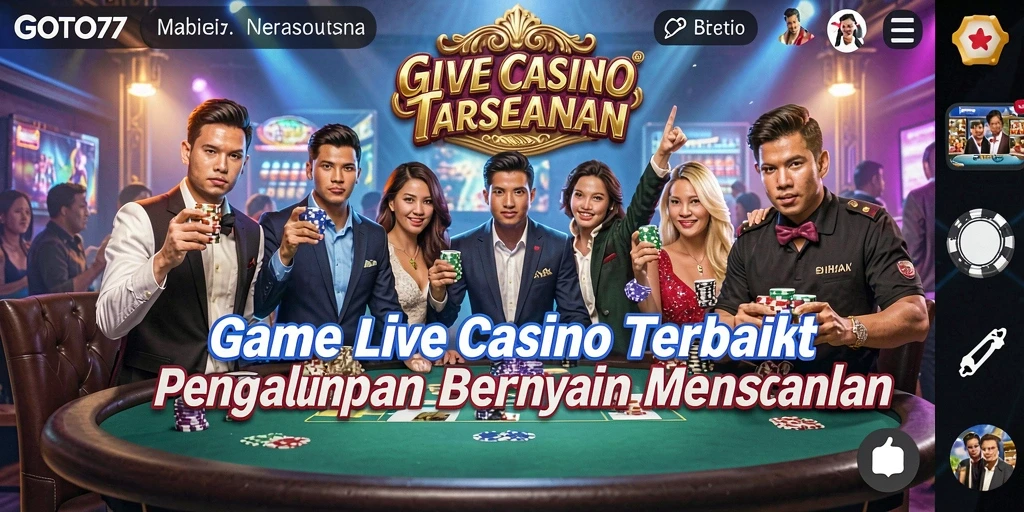 Gameplay GOTO77 dengan dealer langsung dan pemain secara real-time.