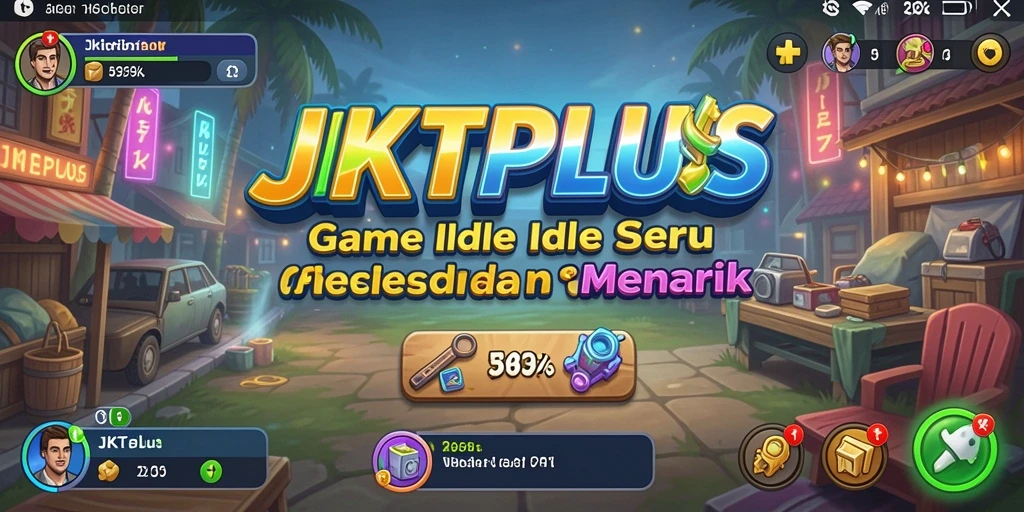Screenshot utama JKTPLUS menampilkan karakter lucu dalam gameplay Idle.
