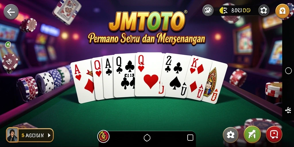 Tangkapan layar permainan domino JMTOTO dengan pemain yang sedang beraksi.