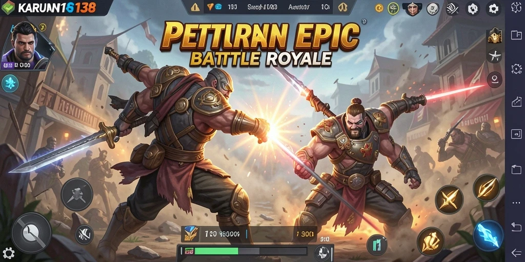Tangkapan layar KARUN138 menampilkan aksi seru di medan tempur Battle Royale.
