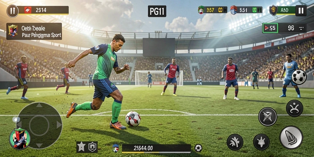 Tampilan gameplay PG11 menampilkan aksi olahraga yang mendebarkan dan grafis yang memukau.