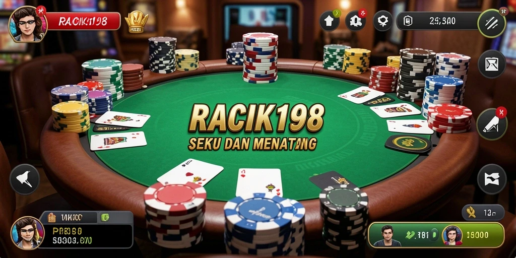 Screenshot gameplay menunjukan serunya permainan Poker di RACIK198.