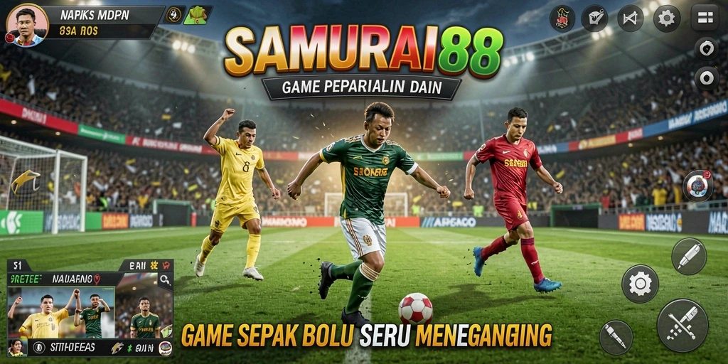 Tampilan gameplay menarik dari SAMURAI88 dengan aksi sepak bola yang mendebarkan.
