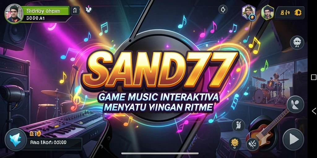 Tampilan gameplay SAND77 saat bermain musik interaktif.