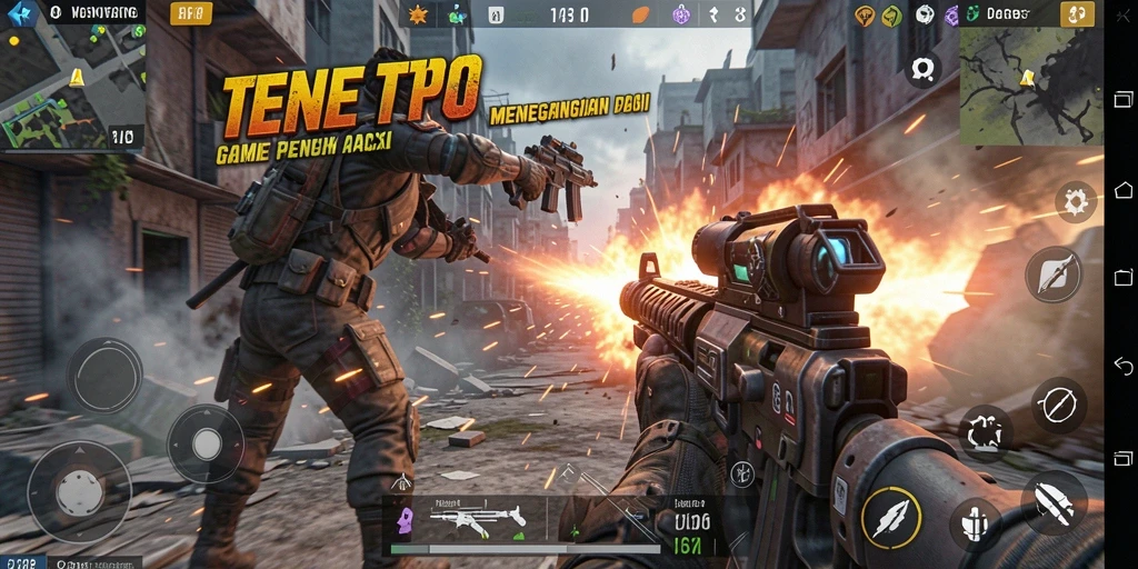 Screenshot utama TENTOTO menampilkan aksi seru dalam gameplay TPS.