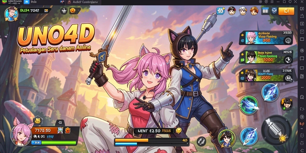Tampilan menarik dari gameplay UNO4D yang penuh aksi dan karakter anime.